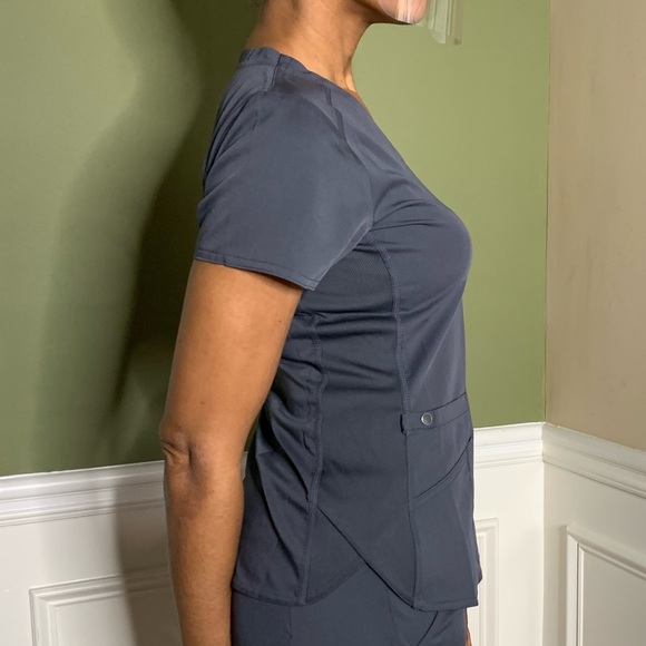 NWT S-XL Womens Light Blue/CEIL Scrub top-Med Couture - Picture 7 of 8